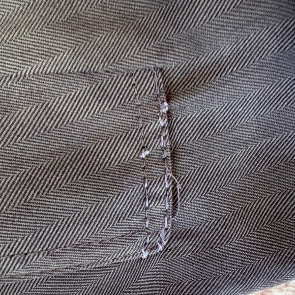 Vintage Italian Olive Green Cotton Herringbone Trench Coat Wool Lined - Picture 10 of 12